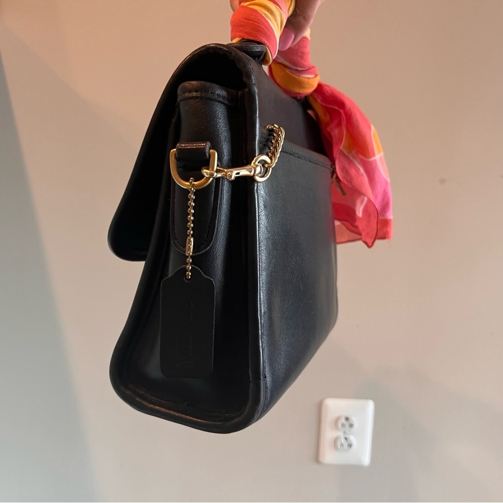 Coach Court Vintage Black Glove Tanned Leather Turnlock Bag 9870 - Picture 3 of 11